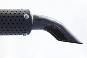 Exhaust pipe of truck, tractor or industrial machine. Environmental protection