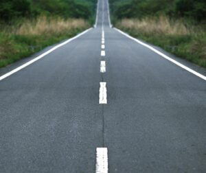 Straight tar road
